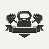 kettlebell and dumbbell with baner logo