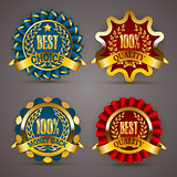Golden badges with laurel wreath