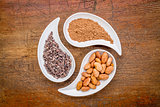 cacao beans, nibs and powder 