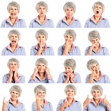 Elderly woman in different moods