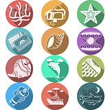 Underwater flat color vector icons