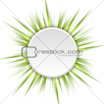 Green beams and white circle abstract background