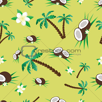 Pattern with coconut and palms