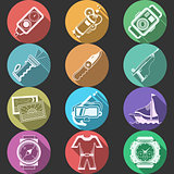 Scuba equipment flat color vector icons