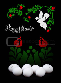 Easter greeting card design in black and white
