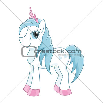 Vector illustration of cute horse princess, royal pony