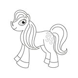 Pony with a magnificent mane and tail, coloring book page