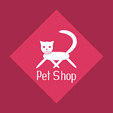 Flat cat sign for pet shop logo