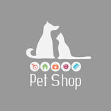 Cat and dog sign for pet shop logo and what they needs