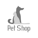 Cat and dog sign for pet shop logo isolated