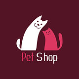 Cat and dog are best friends, sign for pet shop logo