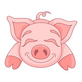 Vector illustration of cute pig, funny piggy