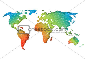 Abstract low poly world map, vector