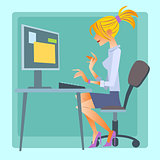 woman working computer