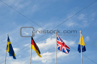 Waving international flags
