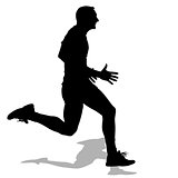 Athlete on running race, silhouettes. Vector illustration.