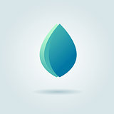 Vector logo design template. Abstract blue water drop, wave and leaf shape, . Business, technology, nature, ecology symbol