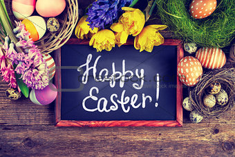 Chalk board with text - Happy Easter
