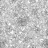 vector seamless black and white floral pattern