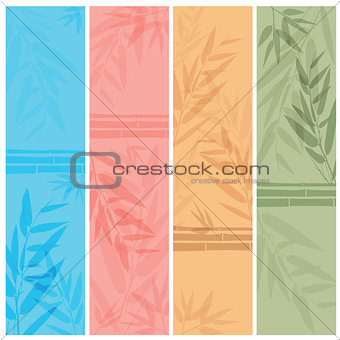 Colorful banners with the tree branches.