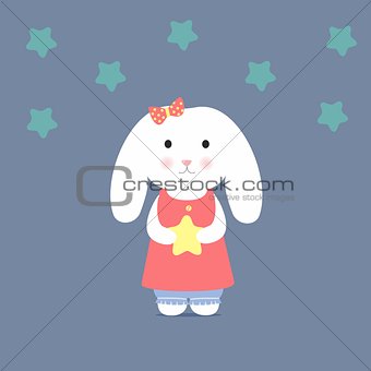 Cute Bunny holding a star