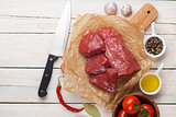 Raw fillet beef steak and spices