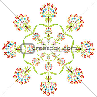 Round floral embroidery