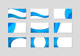 Set of Business Card with abstract blue waves