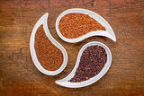 kaniwa, red and black quinoa grain