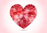 abstract red low poly heart, vector