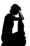 one young teenager boy or girl pouting sadness silhouette
