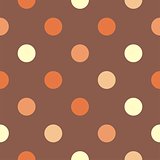 Tile vector pattern with polka dots on brown background