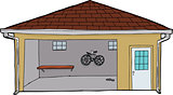 Isolated Garage with Bike and Doorway