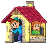 Children playing in small house theme 1