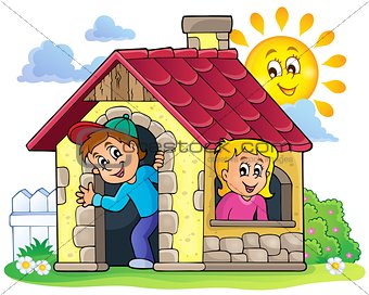 Children playing in small house theme 3