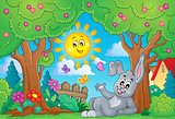 Spring theme with cute bunny