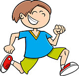 happy running boy cartoon