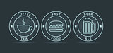 Vector set of neon outline style icons 