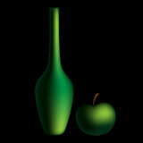 Green bottle and apple mesh