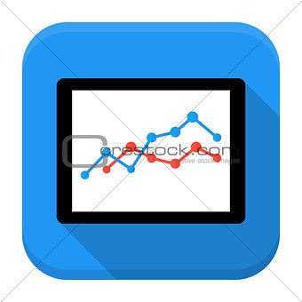 Desk with diagram app icon with long shadow