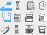 Flat line icons vector collection for sports nutrition