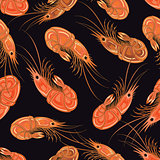 Seamless background with the prepared shrimps. 