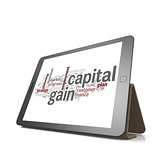 Capital gain word cloud on tablet