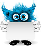 Blue Monster with a White Background