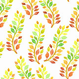 Vector Seamless Spring Pattern with Watercolor Branches