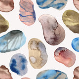 Vector Seamless Pattern with Watercolor Hand Drawn Stones