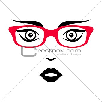 Woman face with glasses
