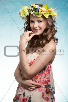 smiling girl with spring style 