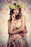 romantic girl with floral style 