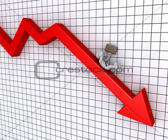 Businessman falling from graph